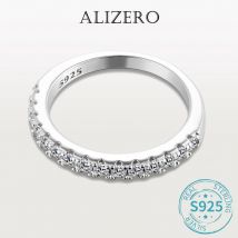 ALIZERO 1,5 mm D-Farbe-Moissanit-Ring mit GRA 925er-Sterlingsilber vergoldet, 18 Karat Weißgold, Eheringe für Frauen, edler Schmuck
