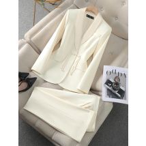 Elegantes Khaki-Schwarz-Beige-Hosenanzug für Damen, 2-teiliges Set, Büro-Damen, weiblich, Business-Arbeitskleidung, formelle Blazer, Jacke und Hose