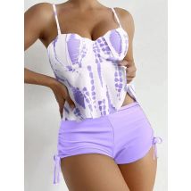 Tie-Dye Peplum Tankini Zweiteiliger Badeanzug Damen 2026 Push-Up Kurzer Badeanzug Weibliche Bademode Schwimmanzug Strandkleidung