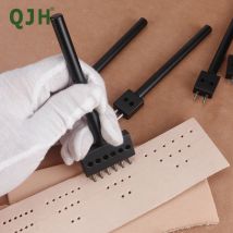 1-Set Leather Round Hollow Stitching Hole Punch Cutter Tool, 4/5/6mm Spacing - 2/4/6 Hole for DIY Belts, Canvas,Paper & Plastics