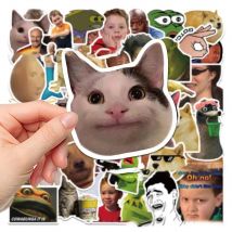 50 Stück/Beutel, lustige Emoji-Pack-Aufkleber, wasserdicht, geeignet für Skateboard, DlY, Gepäck, Laptop, Telefon, kreatives Briefpapier, Spielzeug