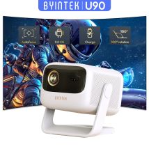 BYINTEK U90 DLP Tragbarer Projektor 700ansi Android 11 Wifi Smart 4K Videounterstützung Heimkino mit Akku für Camp Business