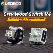 LEOBOG Gray Wood V4 Switch Linear POM Pre lubrication Switches For Custom Mechanical Keyboard Kit 5Pin With Light Guide Column