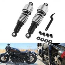 1 par de amortiguadores traseros para motocicleta, amortiguadores de suspensión ajustables de 10,5 "y 267mm, resorte cromado/negro para Harley Sportster Touring