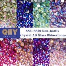 QIIY SS6-SS30 Strass di vetro di alta qualità Cristallo super luminoso AB Colla flatback non hotfix su pietre 3D per nail art fai da te
