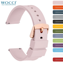 WOCCI Uhrenarmband 12, 14, 16, 18, 19, 20, 21, 22, 24 mm Silikon-Sportuhrenarmband Damen-Ersatzband Edelstahl-Roségold-Schnalle