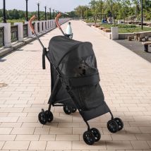 YITAHOME Passeggino per animali domestici per cani di piccola taglia/media - Passeggino pieghevole a 4 ruote con spallacci, portabicchieri e borsa portaoggetti