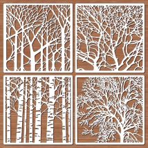 4pcs/set Branches trees Stencils Painting  templates, suitable for DIY crafts, wood, walls, canvas, paper, fabric painting 20 cm