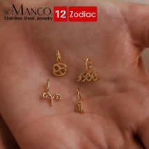 eManco Stainless Steel Star Zodiac Sign 12 Constellation Pendant Accessories for Necklace Women Man Jewelry Gifts Wholesale