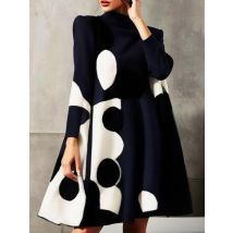 Yeezzi 2025 New Spring Women's Polka-Dot High-neck British Style Evening Mini Dresses Long Sleeves Elegant A-Line Party Dress