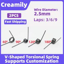 Creamily 2 Stück V-förmiger Federdraht, Durchmesser 2,5 mm, Torsionsfederwinkel 60/90/120/180 Grad Torsionskontakte, V-förmige Federn