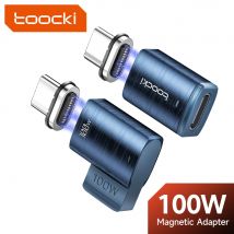 Toocki 100W Magnetyczny adapter USB C do typu C dla Xiaomi Huawei Wyświetlacz LED Złącze OTG Konwerter USB C żeński dla Oneplus LG