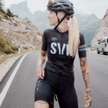 Schwarz syn rad trikot frauen das lineal des straßen radfahrens hochwertiges mtb fahrrad kurzarm trikot