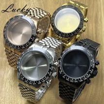 40mm Sapphire Crystal Watch Case Ceramic Bezel With Jubilee Bracelet Fit  VK63 VK64 Movement Quartz Chronograph Accessories