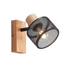 Lampada da parete moderna in legno, applique da parete nera per camera da letto, soggiorno, sala da pranzo, balcone, corridoio E27 (lampadina non inclusa)