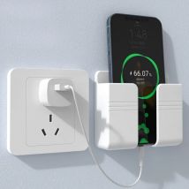 Uchwyt ścienny na telefon Biały, bez dziurkacza, ścienny stojak do ładowania telefonów komórkowych Leniwy, lepki schowek na pilota