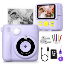 Fotocamera digitale per bambini 1080P HD Fotocamera con stampa istantanea Fotocamera portatile giocattolo con carta da 32 GB regalo per ragazzi ragazze 3-12