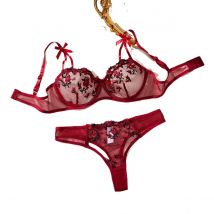 Erotische Dessous Weibliche Bh Und Kurze Frauen Floral Embroidory Unterwäsche Set Sexy Spitze Transparent Sinnliche Push-Up Dessous Sets