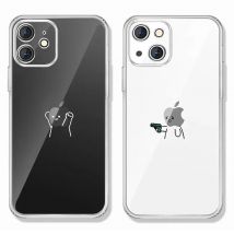 Einfache Matchstick Männer Paar Telefon Fällen Für iPhone 17 16 15 13 14 12 11 Pro Max Mini SE2 7 8 Plus Gepaart Abdeckungen Shell Fundas