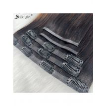 kiikiigirl PU Clip In Hair Extensions Human Hair 100% Remy Hair Seamless Weft Clip Ins For Women
