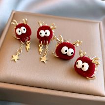 2024 Drachen-Ohrringe für Frauen, Beflockung, Drachenfransen, Cartoon, niedlich, niedlich, Ohrringe, Neujahr, Jahr, Damen-Accessoires, Geschenk für Mädchen