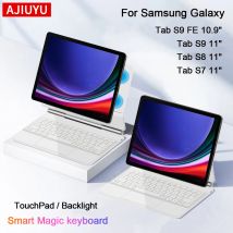 AJIUYU Magic Hintergrundbeleuchtung Tastatur Folio für Samsung Galaxy Tab S9 FE 10,9" S7 S8 S9 11 Zoll Smart Magnetische Abdeckung Fall TouchPad