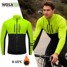 WOSAWE Herren Winter-Radjacke, warmer Fleece-Windjacke-Mantel für Herren, winddicht, für den Außenbereich, für Herren, Fahrradbekleidung, Wandern