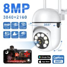 Telecamera PTZ di sorveglianza di sicurezza wireless esterna IP Wifi da 8 MP Telecamere con zoom 4X Monitoraggio umano AI Audio bidirezionale Cam a colori notturne HD