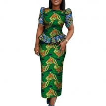Women African Dresses Lady Clothing Dashiki Short Sleeve Dress Womens Skirts Set Print Ankara Top Custom  WY095