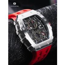 TSAR BOMBA Orologio da uomo Orologio da polso al quarzo impermeabile di lusso delle migliori marche Tonneau Orologio da uomo Cronografo rettangolare da uomo