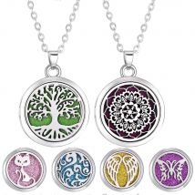 Tree of Life Aromatherapy Necklace Perfume Essential Oil Diffuser Alloy Stainless Steel  Locket Pendant Aroma Diffuser Necklace