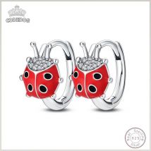 Orecchini in argento sterling 925 con fascino semplice lucido coccinella zircone regalo di gioielli da donna per matrimonio