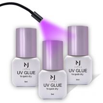 JOMAY Neues 0,5 Sekunden trockenen Wimpernverlängerungs-UV-Kleber-Set für einzelne falsche Wimpern für den professionellen Einsatz, UV-Kleber
