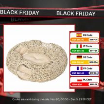 Pawhut Letto per gatti in rattan 78X69X22 cm Cestino per gatti arrotolabile Cuscino morbido