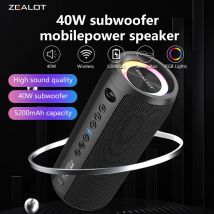 Altoparlanti wireless ZEALOT S51 Pro da 40 W, altoparlante subwoofer portatile da esterno, IPX 6 impermeabile, doppio accoppiamento, batteria da 200 mAh.