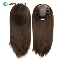 Alwayshair TP18B  16" Straigt Human Hair Topper Mono Top Clip in Hair Toppers For Women Toupee 120% Density Hair Pieces