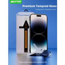 Protector de pantalla Premium para iPhone 16, 15, 14, 13, 12, 11 Pro Max, cubierta completa de vidrio templado, fácil instalación, Kit de eliminación automática de polvo