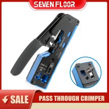 Strumento per cavi all-in-one Ethernet Pinza a crimpare RJ45 Passaggio attraverso la taglierina spelafili per connettore modulare Cat7 Cat6 Cat5e 8P8C