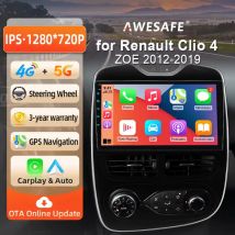 Radio Android AWESAFE de 10 pulgadas para Renault Clio 4 2012-2019 con CarPlay inalámbrico, navegación GPS, 4G, CAN-BUS, Plug and Play, autoradio, DSP y Bluetooth.