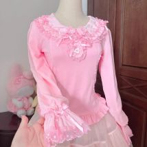 Japanese Style Lolita Shirt Blouse Cute Doll Collar Bow Long Sleeved Shirts Sweet Fairy Princess Tops Autumn New Blusas