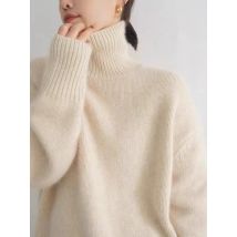 2024 autunno e inverno nuovo maglione di Cashmere spesso donna collo alto Pullover maglione caldo allentato lavorato a maglia Base maglione giacca top