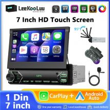 Leekooluu 1 Din autoradio cablato Android Auto Carplay universale 7 "schermo retrattile manuale 1Din MP5 lettore multimediale Video