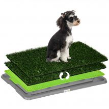 Toilette per cani Pawhut con 2 Erba Artificiale 67X41X3,5 cm Verde