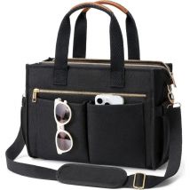 Große Umhängetasche mit 15 Fächern, Laptopfach, Reißverschluss und Organisation mit 15 Fächern – robuste Nylon-Büchertasche