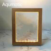 Aqumotic unlackierte Holzrahmen mit LED-Leuchtenrahmen, 1 Stück, Bildlichter, Tischdekoration aus Holz, ohne Glas