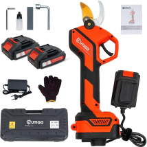 OUTIGO Tijeras de Podar Eléctricas, Tijeras de Podar con Baterías 2*1500mAh 21v,  25mm  para Jardinería, Árboles Frutales, Viñedos