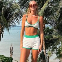Tuularose Sommer-Shorts, zweiteiliges Set für Damen, sexy Strandurlaub, Sling-Top, gestrickte Shorts, Set 2025, Y2k, heiße Mädchen-Kurzsets