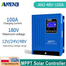 Regulator Ładowania Solarnego ANENJI 100A 60A MPPT 12V 24V 48V Ładowarka Akumulatorów 150VDC Podświetlany Regulator Solarny