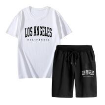 Los Angeles Mode Streetwear Rundhals T-Shirts Walking Shorts Hochwertiger Herren Casual Kurzarm Anzug Lose Fitnesskleidung