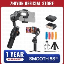 ZHIYUN Ufficiale SMOOTH 5S AI Tracking Stabilizzatore Palmare Smartphone a 3 Assi Giunto Cardanico Esterno per iPhone 15 Pro Max Xiaomi